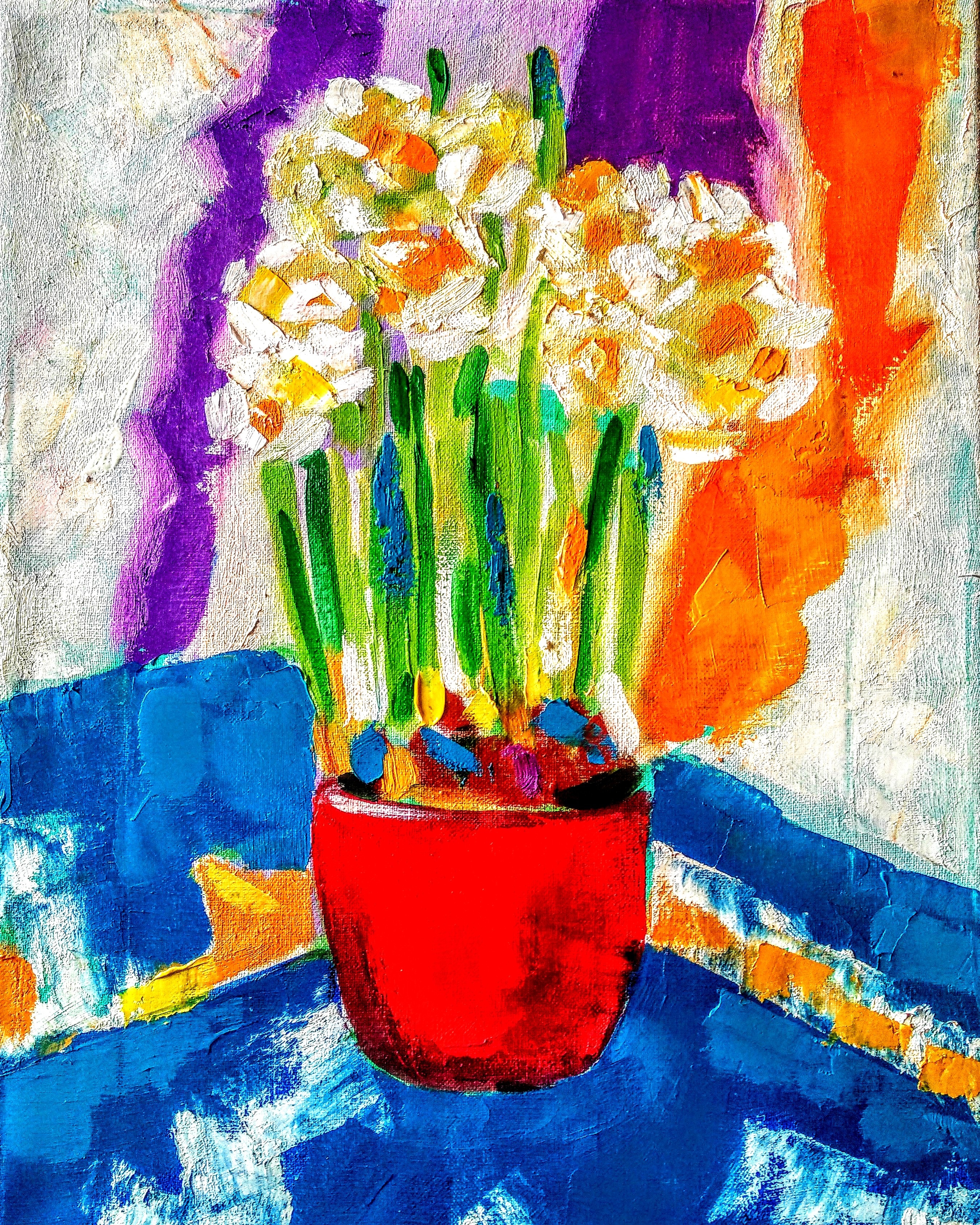 Tamara Jare contemporary painting White daffodils